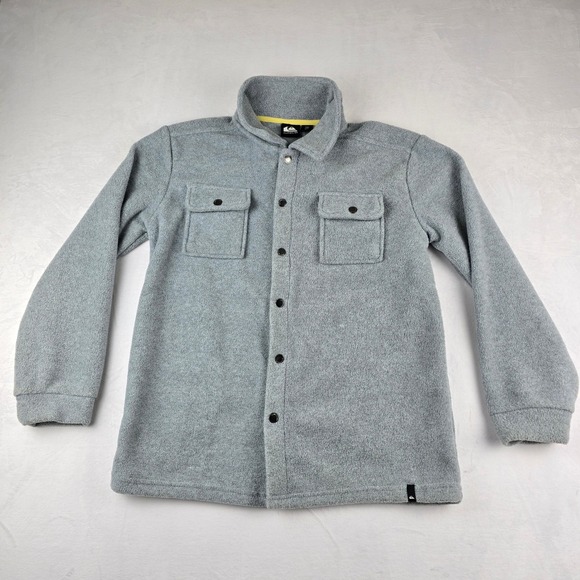Quiksilver Boys' Fleece Shirt Jacket Button Up Gray Kids' Size 14/16 - Picture 1 of 8